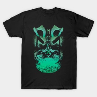 Abstract Cat in Viking Style - Green T-Shirt